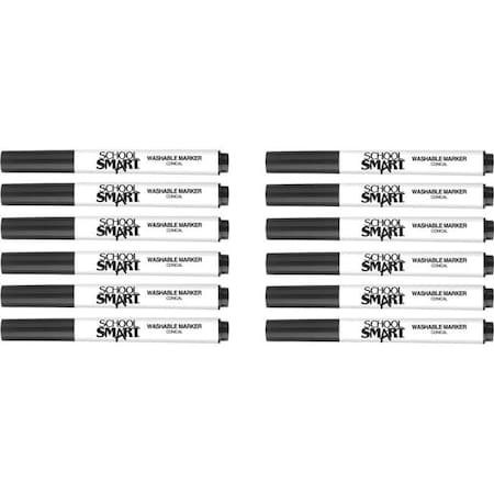 School Smart School Smart 2002980 Conical Tip Washable Art Markers; Black - Pack of 12 2002980